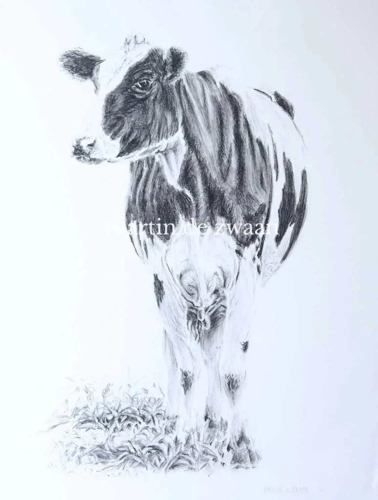 Charcoal art of cow